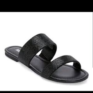 NWT - Women's Black Slide Sandals Mixit Faye Womens Flat Sandals - Size 9.5